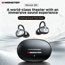 Monster Q13 Bluetooth Earphone Clip-on Bone Conduction Sports Music Game Earpods with Directional Sound Transmission HD Audio Long Standby Touch Control Wireless Headphones Original MonsterQ13 - 查看 1