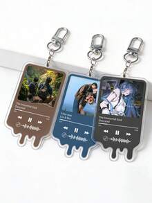 1pc Customizable Music Player Keychain, Couple Photo, Valentine's Day Gift, Your Photo, Customizable Photo Gift For Loved Ones, Personalized Name Keychain, All Seasons Use, Valentine's Day Commemorative Keychain Keyring - Multicolor - View 4