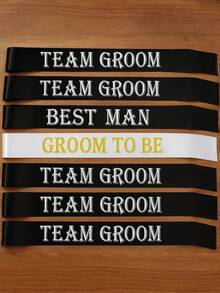 Set de 7 bandas para despedida de soltero/a para padrinos, bandas negras para el equipo del novio para despedida de soltera, suministros para fiestas de boda, decoraciones, recuerdos y regalos - Novio y padrino - Ver 8