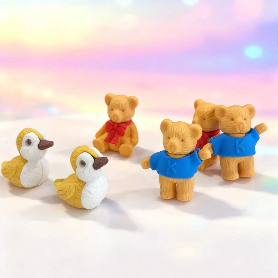 Mini Bear Sculpture - Cute Cartoon Blue Shirt Bear, Multifunctional Adorable Decor Suitable For Car Dashboard, Desktop, Garden And DIY Crafts, Lovely Mini Bear Decorative Gift