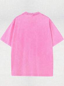 Disney Lilo & Stitch USA Patriotic Vintage Washed Brown Oversized Cotton T-Shirt, Extra Large Baggy Fit Tee For Women Men, Stitch Fan Top - 玫紅色 - 查看 2