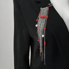 1 Peça Broche de Pingente de Cavalo Vermelho Vintage Minimalista com Borla, Decoração de Terno de Contas de Cerâmica Feita à Mão, Adequado para Uso Diário, Acessório de Roupa, Festa de Feriado, Festival de Música, Pode Ser Usado Individualmente ou Empilhado, Presente Perfeito para Mulheres, Mães, Amigas, Namoradas, Ideal para Aniversário, Casamento, Aniversário, Dia dos Namorados, Ação de Graças, Ano Novo - broche - Visão 7