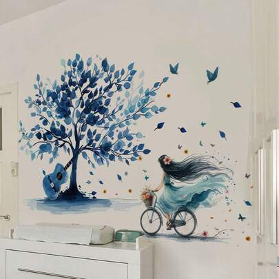 Watercolor Girl Swing Tree Butterfly Wall Stickers, Peel And Stick Wallpaper Wall Art, Wall Paper Peel And Stick, Wall Decor, Kids Room Decor, Kids Bedroom, Baby Nursery, Nursery Decor, Baby Room Decor, Baby Girl Room Decor, Room Decor For Girls, Girl Room Decor, Girls Room, Girls Bedroom Decor, Girls Bedroom Stuff