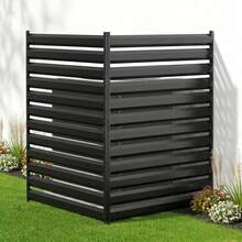 WHIFFEE 2 Panels Privacy Screen Outdoor No Dig Metal Garden Fence For Air Conditioner Fencing Outdoor Divider Patio Privacy Fence Panel 48" H X 38" W Black - Black - View 8