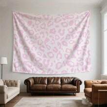 One Pink Leopard Print Wall Hanging, Washable, Suitable For Background Wall Decoration, Living Room, Bedroom, Dormitory, RV Decoration, Home Decoration, Party Gift. - Black - View 1
