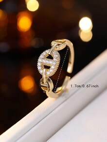 1 chiếc khuyên mũi hình mũi heo đính đá Zirconia cao cấp, có thể điều chỉnh kích cỡ, phụ kiện đi lại đa năng mang đến vẻ thanh lịch. - JZ23911 - Xem 3