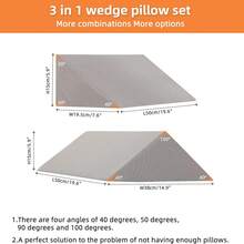 Fanwer Bed Wedges & Body Positioners (3 In 1), 40 Degree Wedges For Bed Positioning,Positioning Pillows For Elderly, Wedge Pillow For Side Sleeping, After Surgery, Knees And BackElevated - Multicolor - View 5