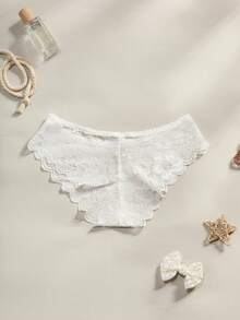 Bộ đồ lót ren Pháp, áo ngực và quần lót gợi cảm không gọng, thoáng khí, gồm 2 món. - trắng - Xem 8