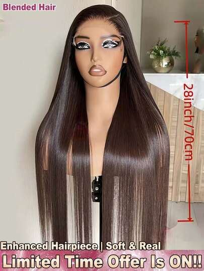 200% Density 4*4 5*5 13*4 34 Inch Brazilian Remy Straight Lace Frontal Wigs Glueless With Baby Hair - #4 Chocolate Brown Color Wear And Go Real Hair Pre Cutting Pre Pulling Pre Ironing Frontal Human Hair Wigs Glueless - Natural Hairline Pre Plucked Pre Bleached Middle Part Wigs Frontal Glueless - No Glue Needed No Skills Lace Closure Wigs Weaves Wigs For Women Daily Use Blended Hair