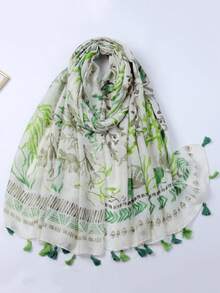 1pc Abaya Women's Ocean World Printed Scarf Shawl, Travel & Vacation Sun Protection - Multicolor - View 8