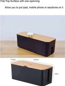 1 Large Cable Management Box - Wood Grain Style Cable Organizer Box With Lid, Charger Storage Box And Cable Winder, Desktop Cable Management, Power And Charging Cable Organizer Box With Lid - Organize Wires, Data Cables And Various Cables - Space-Saving Desktop Outlet Management, Suitable For Kitchen, Living Room, Bedroom, Office And Dining Room, National Day Gift, Halloween Gift, Christmas Gift - Multicolor - View 8