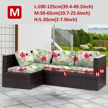 1件装树叶印花户外沙发套，涤纶弹性可拆卸半包式沙发座垫套，适用于庭院、露台、花园沙发垫 - 彩色 - 查看 12