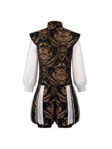 Men's Renaissance Prince Costume, Double Layer Vest, Pumpkin Pants, Leather Dyed - High-end Medieval Court Set In Red (in Stock) - View 5