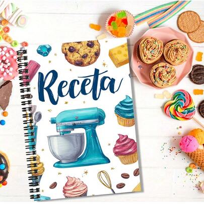 Sổ tay lò xo chủ đề làm bánh dễ thương, bìa minh họa với máy trộn, bánh cupcake, bánh quy và các họa tiết đáng yêu khác, tràn ngập không khí nấu nướng. Thích hợp cho những người nội trợ ghi nhật ký nấu nướng, lên kế hoạch nấu ăn, cũng có thể dùng làm vở ghi chép học tập, một lựa chọn quà tặng tuyệt vời.