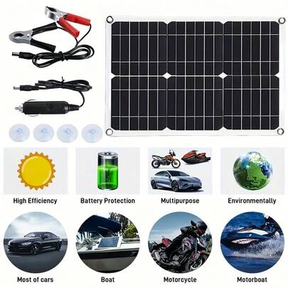 Kit de panel solar portátil de 600 W | Controlador de 12 V y 10 A, cable de CC - Ideal para barcos, autocaravanas, iluminación exterior, motocicletas y generadores. Genera electricidad mediante la luz solar, alimenta pequeños electrodomésticos y carga la batería por completo.