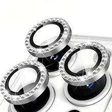 3pcs Rhinestone Decorated Anti-Scratch Anti-Explosion Camera Lens Protector Film Compatible With Iphone 17 Pro Max, 17 Air, 11, 12, 13, 14, 15, 16, Mini Plus Pro Max - Silver - View 21