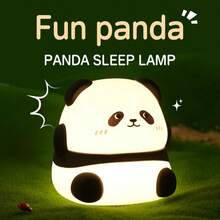 熊猫灯 USB 充电睡眠夜灯,可爱卡通硅胶灯,RGB 7 色房间装饰生日礼物床头灯,可调光卧室灯 - 多色光 - 查看 3