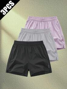 3pcs/Set Pantalones cortos casuales de verano para mujer, estilo versátil deportivo - Multicolor - Ver 3