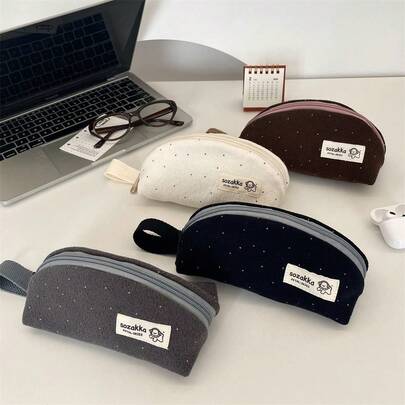 1 PC Wavelet Point Pen Bag Stationery Box Simple Storage Bag Portable Student Large Capacity Class Pencil Box