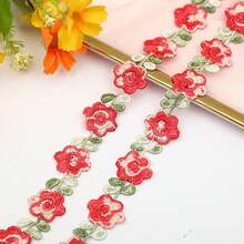 2 tamaños de cinta bordada de poliéster de colores mixtos, 2cm/0.78in de ancho, adorno decorativo de encaje para costura DIY - flores - Ver 8