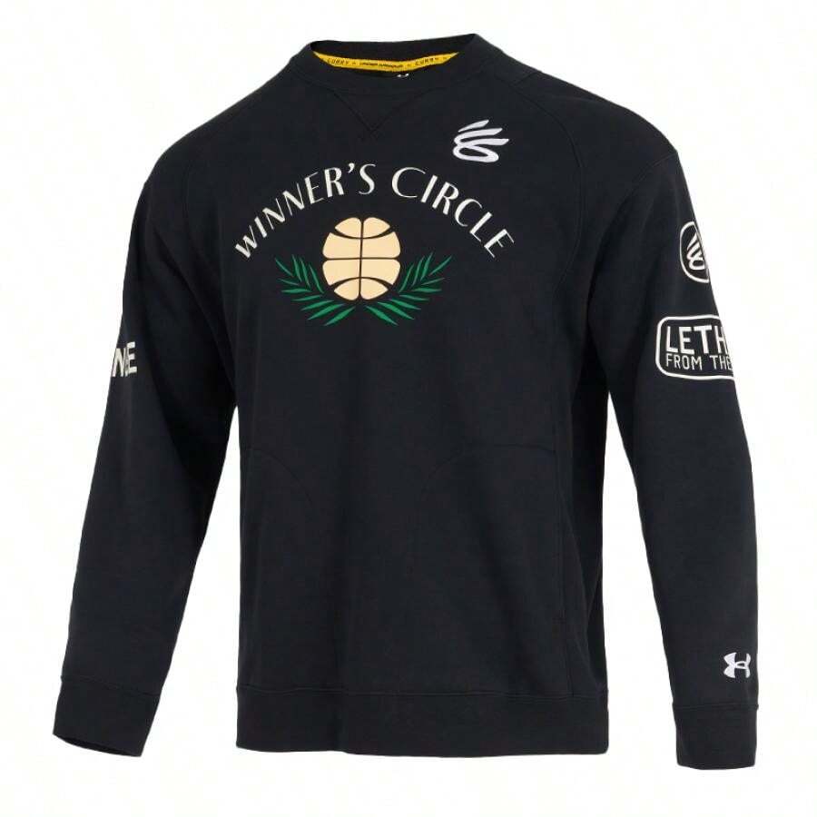 Under Armour 亚太区 Curry Flc Crew 男士卫衣/套头衫,舒适轻便户外休闲运动卫衣 6012750-001 - 黑色 - 查看 1