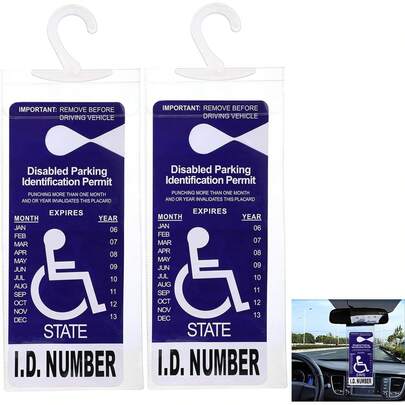 Handicap Placard Holder For Auto 13.8" X 5" Ultra Transparent Handicapped Placard Holder Disabled Parking Permit Holders For Car With Plastic Large Hanger 2 Pack
