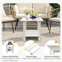 Mesa auxiliar para exterior resistente a la intemperie doble mesa auxiliar Adirondack pequeña mesa auxiliar interior para silla mesa de patio de 17 pulgadas para piscina terraza y porche - Blanco - Ver 6