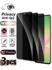 防震安卓手机膜 3片/套 适用于 Galaxy A54 5G 的隐私防窥钢化玻璃屏幕保护膜，全覆盖防窥，9H 硬度，防指纹，无气泡，易于安装，适用于 Galaxy A56/A36/A26/A16/A15/A25/A35/A55/A05s/A05/A14/A24/A34/A54/A04e/A04/A04s/A13/A23/A03/A57/A17，轻薄实用，手机配件，兼容手机壳，日常必备保护膜，母亲节礼物，生日周年纪念日礼物 - 黑色 - 查看 24