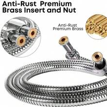 Dây vòi sen cầm tay bằng thép không gỉ dài 59 inch/150 cm/200 cm, linh hoạt và bền bỉ, kèm phụ kiện và đai ốc bằng đồng thau. - nhiều màu - Xem 1