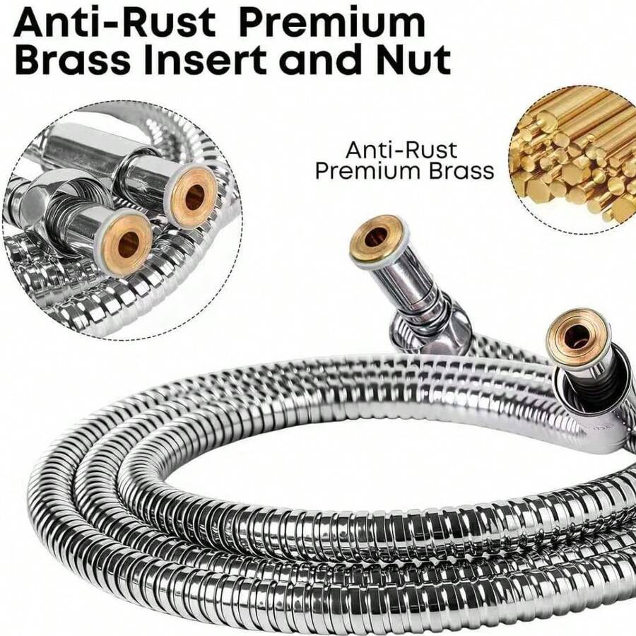 Dây vòi sen cầm tay bằng thép không gỉ dài 59 inch/150 cm/200 cm, linh hoạt và bền bỉ, kèm phụ kiện và đai ốc bằng đồng thau. - nhiều màu - Xem 1