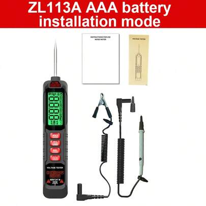 1pc Non-Contact Automatic Ohm Diode Voltage Tester Pen With Clip, 4000 Counts Digital Multimeter Tool