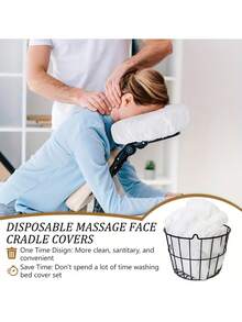 10 chiếc vỏ gối tựa đầu hình chữ U, dùng một lần, không dệt, ôm sát đầu, thích hợp cho thẩm mỹ viện, spa, có chun co giãn. - trắng - Xem 2