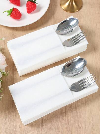 Bộ 5/10/15 túi đựng dao nĩa/dao dĩa gấp sẵn màu trắng, hoàn hảo cho đám cưới, tiệc cưới, tiệc độc thân, tiệc sinh nhật, các buổi tiệc, lễ hội, lễ tốt nghiệp và các sự kiện đặc biệt. Trang trí bàn ăn tinh tế, thiết kế lưu trữ dao nĩa tiện dụng.