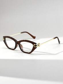 1 Pair Women's Cat Eye Metal Frame Vintage Versatile Street Style Fashion Non-Prescription Glasses - Clear - View 2