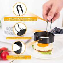 4pcs Omelette Maker Mold, Nonstick Folding Handle Omelette Pan, Thickened Kitchen Tool For Easy Egg Cooking - Black - View 3