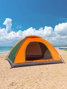 1pc Pre-Assembled Sunshade Tent, Multiple Sizes Available, Camping Equipment - Green and Orange - View 5