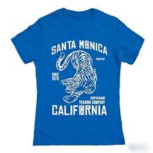 Matt Keeling Santa Monica Tiger Graphic Cotton Ladies Fitted T-Shirt2026 - 藍色 - 查看 2