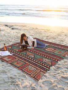 1pc New Waterproof Anti-Sand Digital Printed Beach/Picnic Mat, Fashionable And Fresh Pattern, Suitable For Outdoor Camping And Picnics - Multicolor - View 2