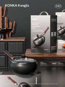 1 chiếc chảo gang bụng to truyền thống Trương Khâu, chảo xào thủ công, lớp chống dính, thích hợp để nấu ăn và chế biến thức ăn cho trẻ em, chảo gang đáy phẳng sâu không tráng phủ dùng trong gia đình. - Xem 7