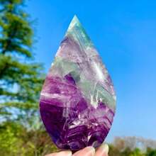 1pc Rainbow Fluorite Teardrop – Vibrant In Light And Perfect For Home Decor – Makes A Perfect Gift For Friends And Family And An Ideal Crystal Collectible. Its Bright Colors Make It A Suitable Desktop Ornament - Multicolor - View 4