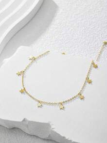 1件S925纯银光滑五角星吊坠脚链，简约个性INS风可爱脚链，适合女性日常、夏季海滩、派对等场合佩戴，可作礼物赠送。 - 星星 - 查看 4