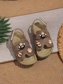 1 Pair PU New Baby Shoes, Children's Sandals With 3D Animal Pattern, Korean Style European Design, Soft Bottom Non-Slip Toddler Beach Shoes For Boys And Girls, Suitable For Summer - Brown - View 4
