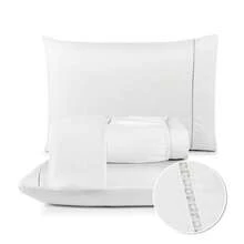 Fitted Sheet Set With Elastic + Pillowcase, 400 Thread Count Percale Flex Luxury, Peach Touch, Single, Full, Queen, King - White - View 5