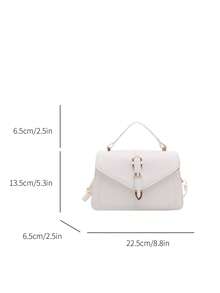 Bolso de mano pequeño de unicolor y de moda con solapa y correa ajustable - Blanco - Ver 9