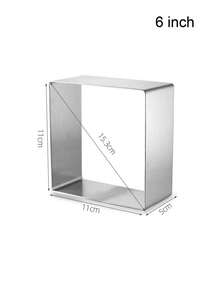 1pc Stainless Steel Square Cake Mold, Mousse Dessert Baking Mold, Easy To Clean, Non-Stick, Suitable For Home, Party, Wedding Use - Silver - View 4
