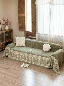 1 chiếc chăn phủ sofa bằng vải chenille jacquard, kiểu dáng cổ điển sang trọng, sử dụng được quanh năm, chống trượt, chống bụi, ôm sát sofa, chống nhăn, mềm mại và tinh tế, bảo vệ sofa, có thể giặt máy, không biến dạng, chống phai màu, bền, chống trầy xước do thú cưng, chống bám bẩn, làm mới sofa, trang trí sofa, tăng thêm vẻ sang trọng, phù hợp với sofa 1-4 chỗ ngồi, sofa hình chữ L. - màu xanh lá - Xem 2