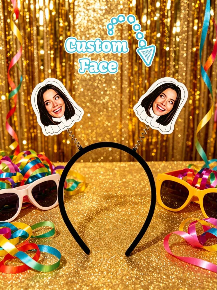 Dekorasi Pesta Pernikahan yang Dipersonalisasi, Wajah Kustom, Cocok untuk Properti Foto dan Dekorasi Pesta Pernikahan, Bando Foto yang Dipersonalisasi - Dekorasi Pesta Bando Topi Pernikahan Kustom, Pesta Bertema, Hadiah Pesta Pengantin - MultiWarna - View 1