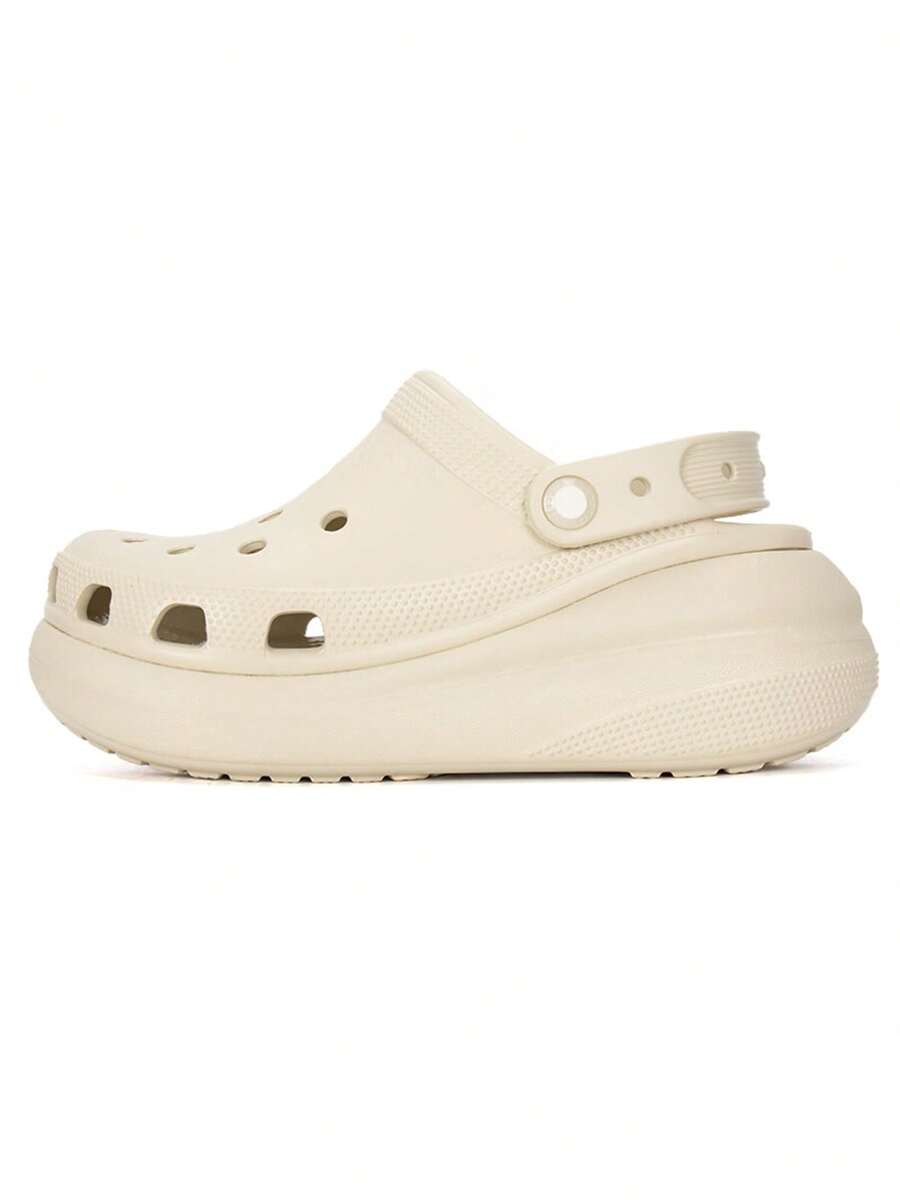 Crocs泡芙洞洞鞋2026夏季新情侶款戶外休閒厚底增高拖鞋一腳蹬涼拖鞋沙灘鞋207521-2Y2 - 卡其色 - 查看 1