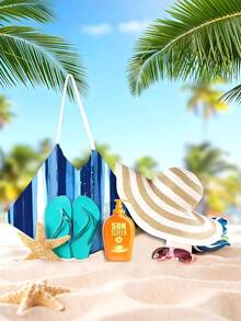 1件沙滩椅套，沙滩巾配件，沙滩必备品，数码印花条纹椅套，条纹印花沙滩巾，速干躺椅巾，柔软沙滩巾，休闲躺椅毯。 - A - 查看 6