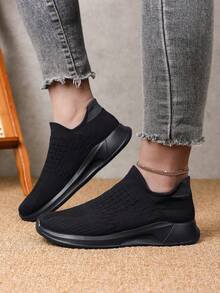 Giày thể thao nữ casual, thoải mái, thoáng khí, chống bụi, phù hợp cho phòng tập, đi làm, đi bộ, màu đen trơn, thiết kế giày thể thao thanh lịch, hàng mới về. - màu đen - Xem 6